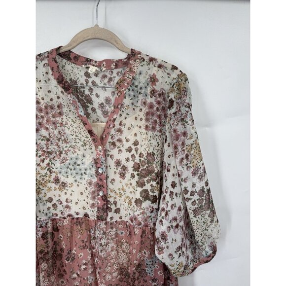 Hope Springs Cottagecore Floral Peasant Dress Women Large Ivory Tiered Prairie - Picture 6 of 9